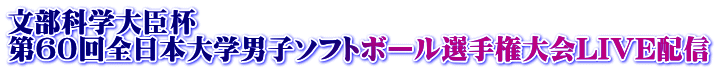 文部科学大臣杯 第６０回全日本大学男子ソフトボール選手権大会LIVE配信