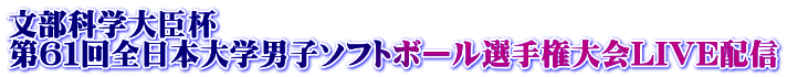 文部科学大臣杯 第６１回全日本大学男子ソフトボール選手権大会LIVE配信